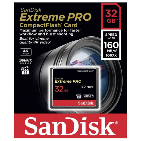 SanDisk Extreme Pro - Flash memory card - 32 GB - 1000x / 1067x - CompactFlash - 1