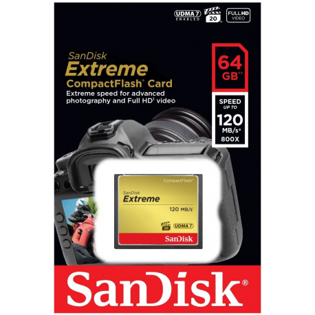 SanDisk Extreme - Flash memory card - 64 GB - 567x - CompactFlash - 1