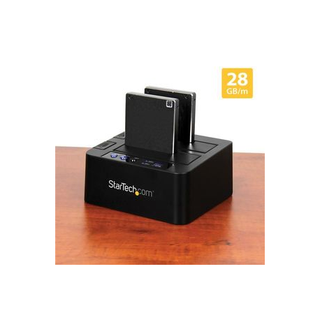 StarTech.com USB 3.1 (10Gbps) Hard Drive Duplicator Dock for 2.5" & 3.5" SATA SSD HDD + 4Kn - USB /  USB-C [Thunderbolt 3 Compatible] Cloner (SDOCK2U313R) - Hard drive duplicator - 2 bays (SATA-300) - for P / N: TBLT3MM1MA, TBLT3MM2M, TBLT3MM2MA - 4