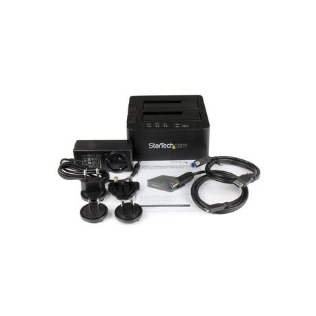 StarTech.com USB 3.1 (10Gbps) Hard Drive Duplicator Dock for 2.5" & 3.5" SATA SSD HDD + 4Kn - USB /  USB-C [Thunderbolt 3 Compatible] Cloner (SDOCK2U313R) - Hard drive duplicator - 2 bays (SATA-300) - for P / N: TBLT3MM1MA, TBLT3MM2M, TBLT3MM2MA - 6