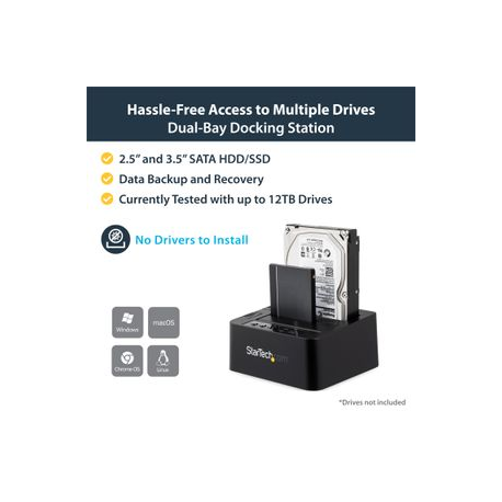 StarTech.com USB 3.1 (10Gbps) Hard Drive Duplicator Dock for 2.5" & 3.5" SATA SSD HDD + 4Kn - USB /  USB-C [Thunderbolt 3 Compatible] Cloner (SDOCK2U313R) - Hard drive duplicator - 2 bays (SATA-300) - for P / N: TBLT3MM1MA, TBLT3MM2M, TBLT3MM2MA - 8