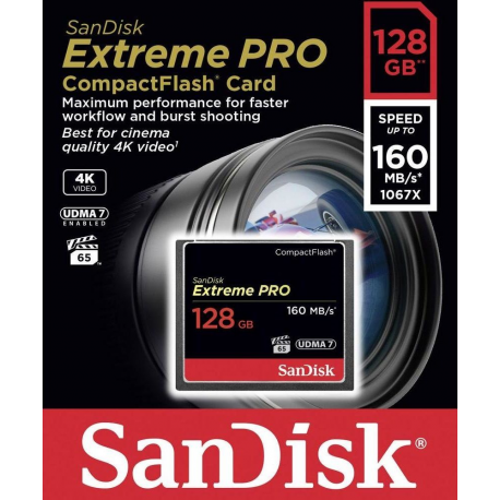 SanDisk Extreme Pro - Flash memory card - 128 GB - 1000x / 1067x - CompactFlash - 2