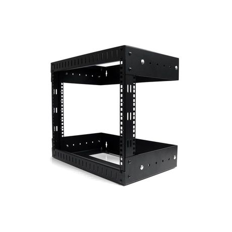StarTech.com 8U 19" Wall Mount Network Rack, Adjustable Depth 12-20" 2 Post Open Frame Server Room Rack for AV / Data /  IT Communication / Computer Equipment / Switch with Cage Nuts & Screws - 8U Adjustable Rack (RK812WALLOA) - Rack - wall mountable - black - 8U - 20" - 4