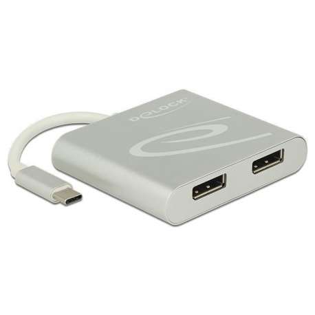 DeLOCK - External video adapter - STDP4320 - USB-C - 2 x DisplayPort - silver - retail - 3
