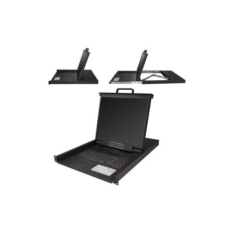 StarTech.com 8 Port Rackmount KVM Console with 6ft Cables, Integrated KVM Switch with 19" LCD Monitor, Fully Featured 1U LCD KVM Drawer- OSD KVM, Durable 50,000 MTBF, USB + VGA Support - 19in. LCD KVM Console (RKCONS1908K) - KVM console with KVM switch - 8 ports - PS / 2, USB - US - 19" - rack-mountable - 1280 x 1024 - 250 cd / m² - 1000:1 - VGA - black - 1U - 0