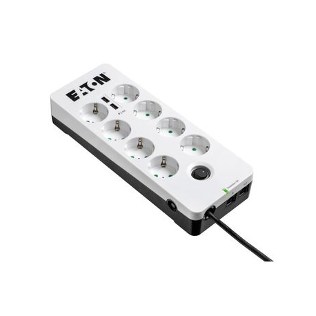 Eaton Protection Box 8 USB Tel@ Din - Surge protector - AC 220-250 V - 2500 Watt - output connectors: 8 - white - 0