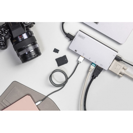 DIGITUS DA-70877 - Docking station - USB-C - VGA, HDMI - GigE - 5