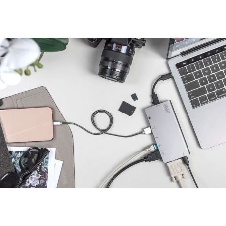 DIGITUS DA-70877 - Docking station - USB-C - VGA, HDMI - GigE - 6