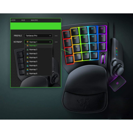 Razer Tartarus Pro - Keypad - with scroll wheel, 8-way directional thumbpad - backlit - USB - key switch: Razer Analog Optical Switches - 2