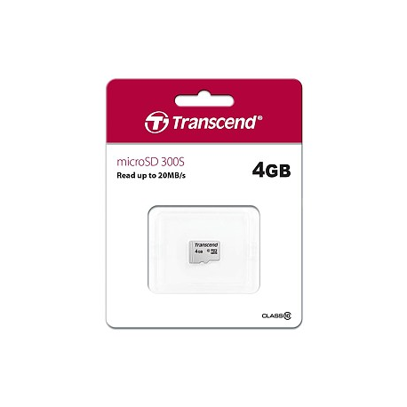 Transcend 300S - Flash memory card - 4 GB - Class 10 - microSDHC - 2