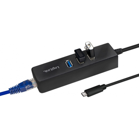 LogiLink UA0283 - Hub - 3 x SuperSpeed USB 3.0 + 1 x 10 / 100 / 1000 - desktop - 2