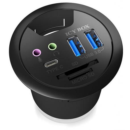 ICY BOX IB-HUB1404A - Hub - 2 x SuperSpeed USB 3.0 + 1 x USB-C - flush-mountable - 3
