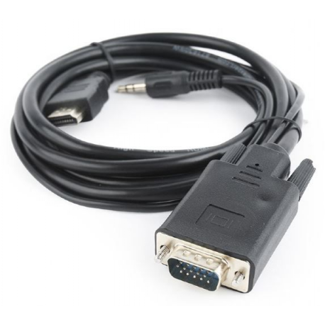Cablexpert A-HDMI-VGA-03-10 - Adapter cable - HDMI male to HD-15 (VGA), stereo mini jack male - 3 m - black - 1080p support - 1
