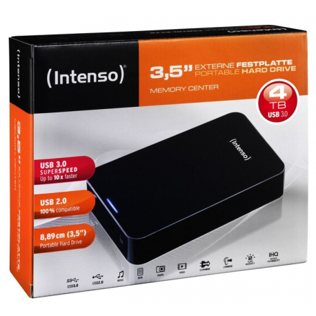Intenso Memory Center - Hard drive - 4 TB - external (desktop) - 3.5" - USB 3.0 - 5400 rpm - buffer: 32 MB - black - 2