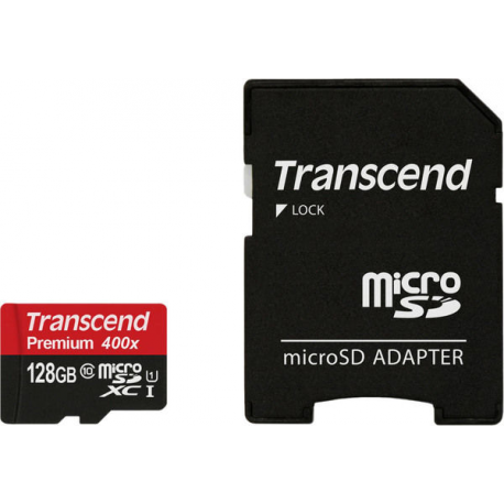 Transcend Premium - Flash memory card (microSDXC to SD adapter included) - 128 GB - UHS Class 1 / Class10 - 300x - microSDXC - 1