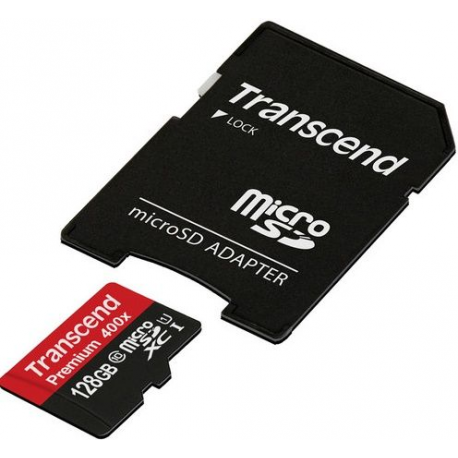 Transcend Premium - Flash memory card (microSDXC to SD adapter included) - 128 GB - UHS Class 1 / Class10 - 300x - microSDXC - 3