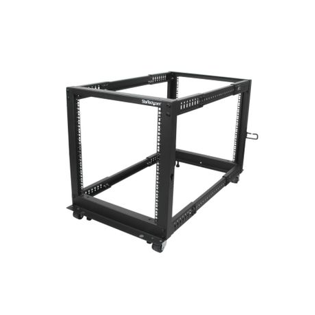 StarTech.com 12U 19" Open Frame Server Rack, 4 Post Adjustable Depth 23-41" Mobile, Free Standing Rolling Network / Computer Equipment Data Rack, Dell PowerEdge, HP ProLiant ThinkServer - Adjustable Server Rack (4POSTRACK12U) - Rack open frame - black - 12U - for P / N: CABSCREWM5B, CABSCREWSM5, CABSCREWSM5B, CABSCREWSM62, CABSCREWSM6B, CABSCRWS1224 - 9