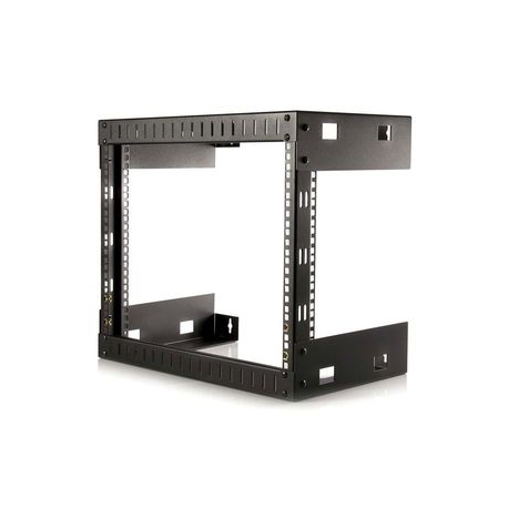 StarTech.com 8U 19" Wall Mount Network Rack - 12" Deep 2 Post Open Frame Server Room Rack for Data / AV / IT / Computer Equipment / Patch Panel with Cage Nuts & Screws 135lb Capacity, Black (RK812WALLO) - Rack - black - 8U - 19" - for P / N: CABCAGENUTS6, CABSCREWM52, CABSCREWSM6, CABSCRWM520, CABSCRWM620, CABSCRWS1224 - 4