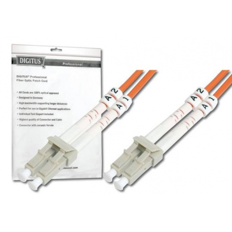 DIGITUS - Patch cable - LC multi-mode (M) to LC multi-mode (M) - 3 m - fibre optic - 50  /  125 micron - OM2 - halogen-free - orange - 1