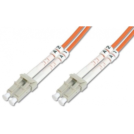 DIGITUS - Patch cable - LC multi-mode (M) to LC multi-mode (M) - 3 m - fibre optic - 50  /  125 micron - OM2 - halogen-free - orange - 2