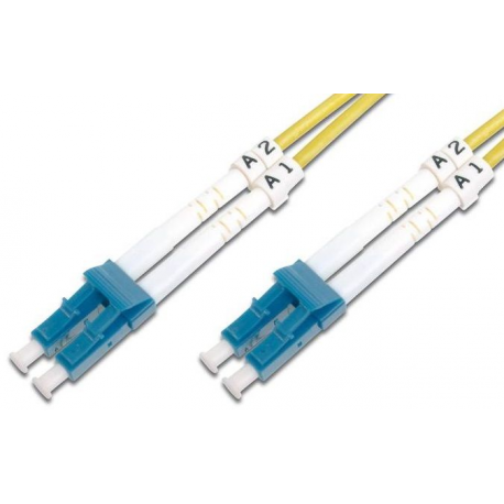 DIGITUS - Patch cable - LC single-mode (M) to LC single-mode (M) - 3 m - fibre optic - 9 / 125 micron - OS1 - booted, halogen-free - yellow - 2