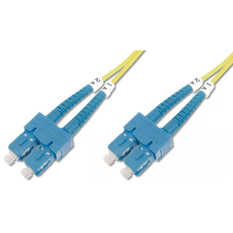 DIGITUS - Patch cable - SC single-mode (M) to SC single-mode (M) - 1 m - fibre optic - 9 / 125 micron - OS2 - booted, halogen-free - yellow - 2