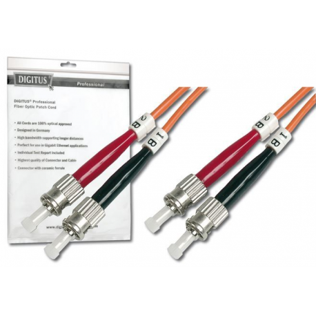 DIGITUS Professional - Patch cable - ST multi-mode (M) to ST multi-mode (M) - 1 m - fibre optic - 50 / 125 micron - OM2 - halogen-free - orange - 1