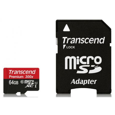 Transcend TS64GUSDU1 - Flash memory card - 64 GB - UHS Class 1 / Class10 - SDXC UHS-I - 1