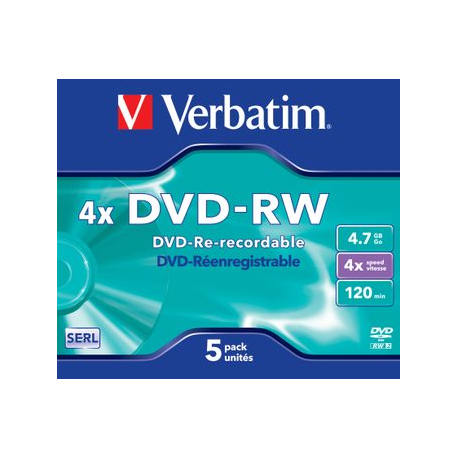Verbatim DataLifePlus - 5 x DVD-RW - 4.7 GB 4x - jewel case - 2