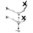 StarTech.com Desk Mount Quad Monitor Arm, Premium Articulating VESA 4 Monitor Mount 2x2 up to 27", Ergonomic Height Adjustable Pole Mount, Tilt / Swivel / Rotate, C-Clamp / Grommet, Silver - Heavy-duty VESA Mount (ARMQUADPS) - Mounting kit - for 4 monitors (adjustable arm) - aluminium - silver - screen size: 13"-27" - desk-mountable - TAA Compliant