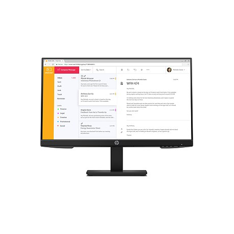 HP P24h G4 - LED monitor - 24" (23.8" viewable) - 1920 x 1080 Full HD (1080p) @ 75 Hz - IPS - 250 cd / m² - 1000:1 - 5 ms - HDMI, VGA, DisplayPort - speakers - black - 0