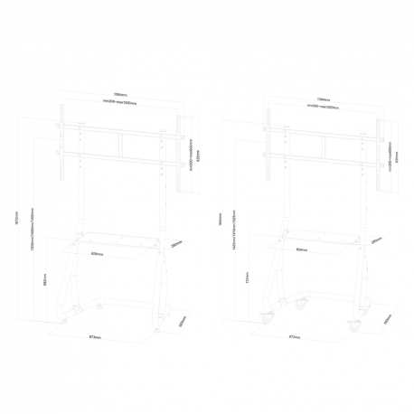 Neomounts by Newstar NS-M3800 - Cart - for LCD display / AV system - black - screen size: 60"-100" - 1