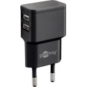 goobay Dual USB charger - Power adapter - 12 Watt - 2.4 A - 2 output connectors (USB) - black