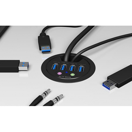ICY BOX IB-HUB1403A - Hub - 4 x SuperSpeed USB 3.0 - flush-mountable - 6