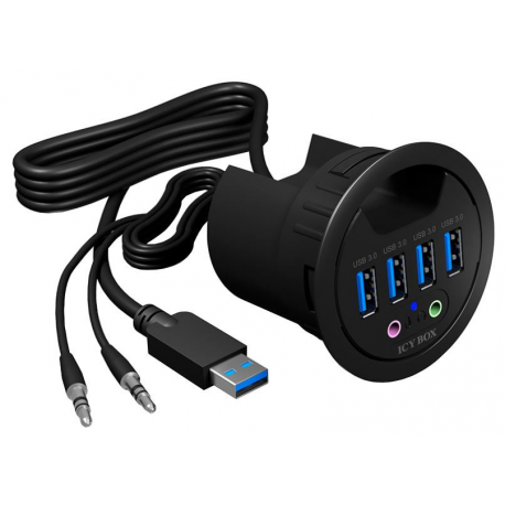 ICY BOX IB-HUB1403A - Hub - 4 x SuperSpeed USB 3.0 - flush-mountable - 7
