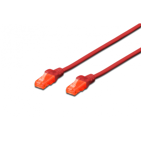 DIGITUS Professional - Patch cable - RJ-45 (M) to RJ-45 (M) - 2 m - UTP - CAT 6e - booted, snagless - red - 2