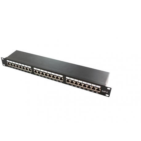 LogiLink - Patch panel - CAT 6e - STP - RJ-45 X 24 - black, RAL 9005 - 1U - 19" - 2
