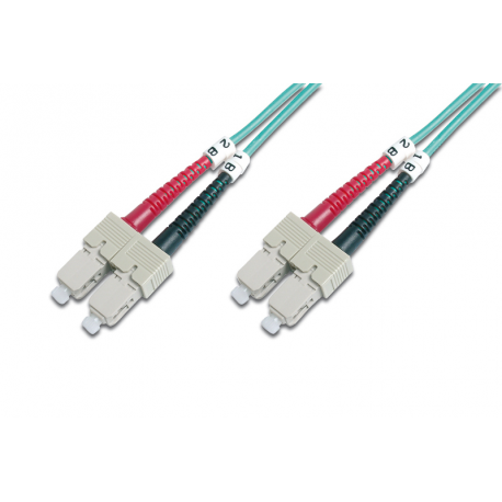 DIGITUS Professional - Patch cable - SC multi-mode (M) to SC multi-mode (M) - 2 m - fibre optic - duplex - 50  /  125 micron - OM3 - halogen-free - aqua - 2