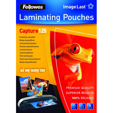 Fellowes Laminating Pouches Capture 125 micron - 125 micron - 100-pack - glossy - transparent - A3 (297 x 420 mm) lamination pouches - 2
