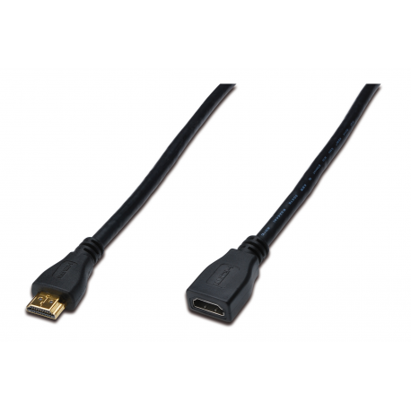 ASSMANN HDMI High Speed - HDMI extension cable with Ethernet - HDMI female to HDMI male - 2 m - triple shielded - black - 1