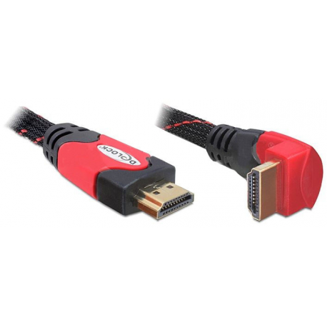 Delock High Speed HDMI with Ethernet - HDMI cable with Ethernet - HDMI male to HDMI male - 5 m - angled connector - 2