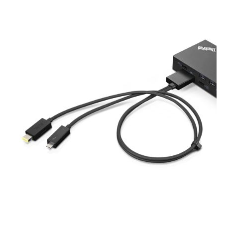 Lenovo Split Cable - Thunderbolt cable (M) (M) - Thunderbolt 3 - 67 cm - black - CRU - for ThinkPad L13 Gen 2; L13 Yoga Gen 2; P1 Gen 4; P17 Gen 2; T15g Gen 2; X1 Extreme Gen 4 - 1