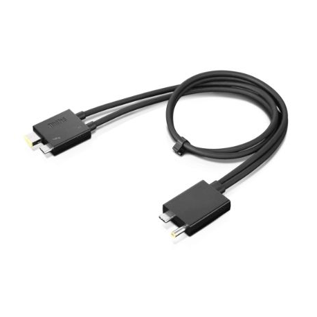 Lenovo Split Cable - Thunderbolt cable (M) (M) - Thunderbolt 3 - 67 cm - black - CRU - for ThinkPad L13 Gen 2; L13 Yoga Gen 2; P1 Gen 4; P17 Gen 2; T15g Gen 2; X1 Extreme Gen 4 - 3