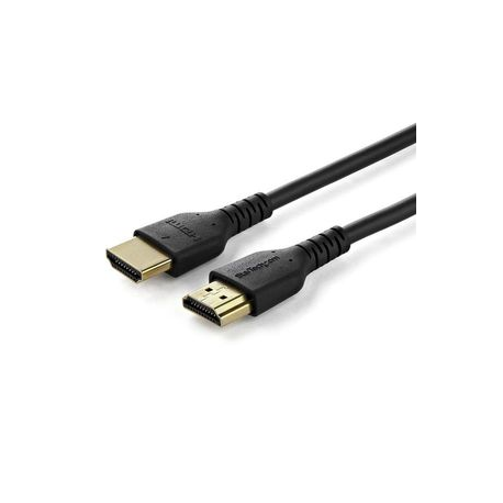 StarTech.com 1m Premium Certified HDMI 2.0 Cable with Ethernet, Durable High Speed UHD 4K 60Hz HDR 10, 3ft Rugged M / M HDMI Cord with Aramid Fiber, TPE, Ultra HD Monitors, TVs & Displays - Heavy duty HDMI cable (RHDMM1MP) - Premium High Speed HDMI with Ethernet cable - HDMI male to HDMI male - 1 m - black - for P / N: TB3DKM2HDL - 0