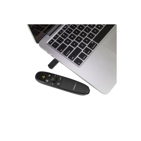 StarTech.com Wireless Presentation Remote with Green Laser Pointer - 90 ft. (27 m) - USB Presentation Clicker for Mac and Windows (PRESREMOTEG) - Presentation remote control - RF - black - 3