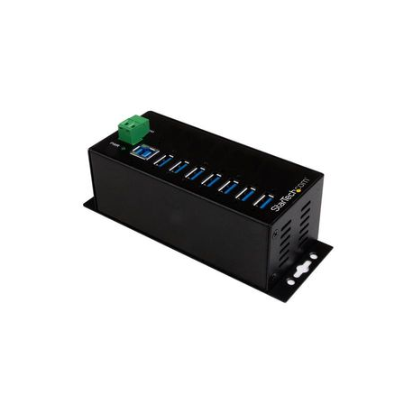StarTech.com 7 Port USB Hub with Power Adapter, Surge Protection, Metal Industrial USB 3.0 Data Transfer Hub, Din Rail, Wall or Desk Mountable, High Speed USB 3.1/USB 3.2 Gen 1 5Gbps Hub - Windows/macOS/Linux (HB30A7AME) - Hub - 7 x USB 3.2 Gen 1 - DIN rail mountable, wall-mountable - TAA Compliant - for P/N: ITB20D3250 - 0