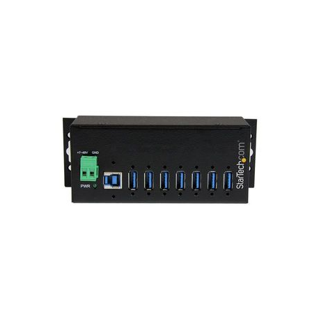 StarTech.com 7 Port USB Hub with Power Adapter, Surge Protection, Metal Industrial USB 3.0 Data Transfer Hub, Din Rail, Wall or Desk Mountable, High Speed USB 3.1/USB 3.2 Gen 1 5Gbps Hub - Windows/macOS/Linux (HB30A7AME) - Hub - 7 x USB 3.2 Gen 1 - DIN rail mountable, wall-mountable - TAA Compliant - for P/N: ITB20D3250 - 2