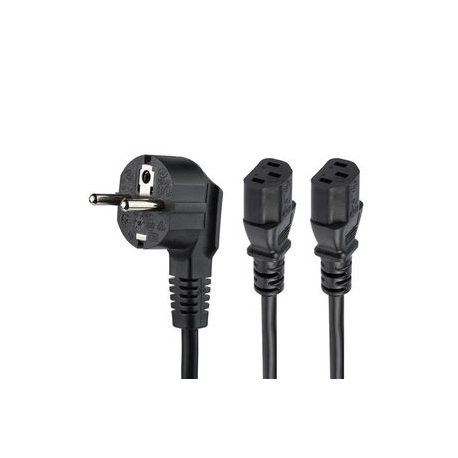StarTech.com 2m C13 Power Cord - Schuko to 2x C13 - Y Splitter Power Cable - Power cable - CEE 7 / 7 (M) to IEC 60320 C13 - AC 250 V - 10 A - 2 m - black - 0