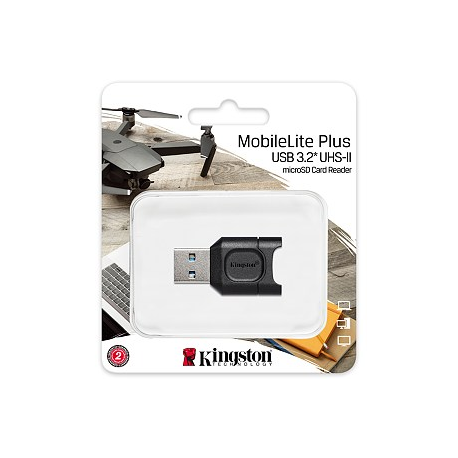 Kingston MobileLite Plus - Card reader (microSD, microSDHC, microSDXC, microSDHC UHS-I, microSDXC UHS-I, microSDHC UHS-II, microSDXC UHS-II) - USB 3.2 Gen 1 - 3