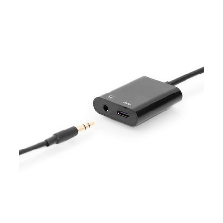 DIGITUS - USB-C to headphone jack adapter - USB-C male to stereo mini jack, USB-C female - 20 cm - black - 3